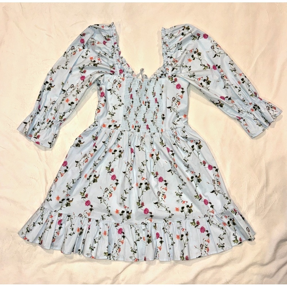 Hill House Ophelia Mini Dress - Light Blue and Pink New without Tags Sz M (365)